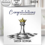 personalised inky grunge chess checkmate birthday or congratulations card