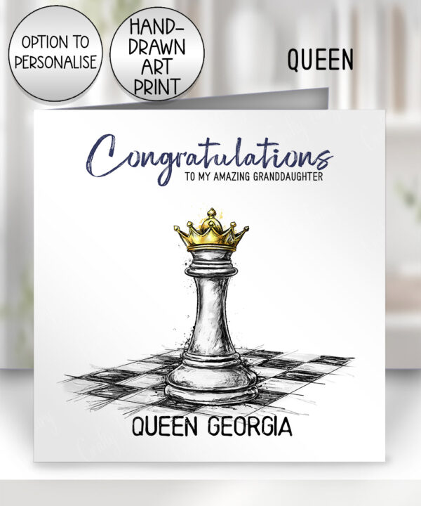 personalised inky grunge chess checkmate birthday or congratulations card