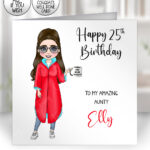 personalised dry robe lady card – birthday, thank you or well done custom greetings card