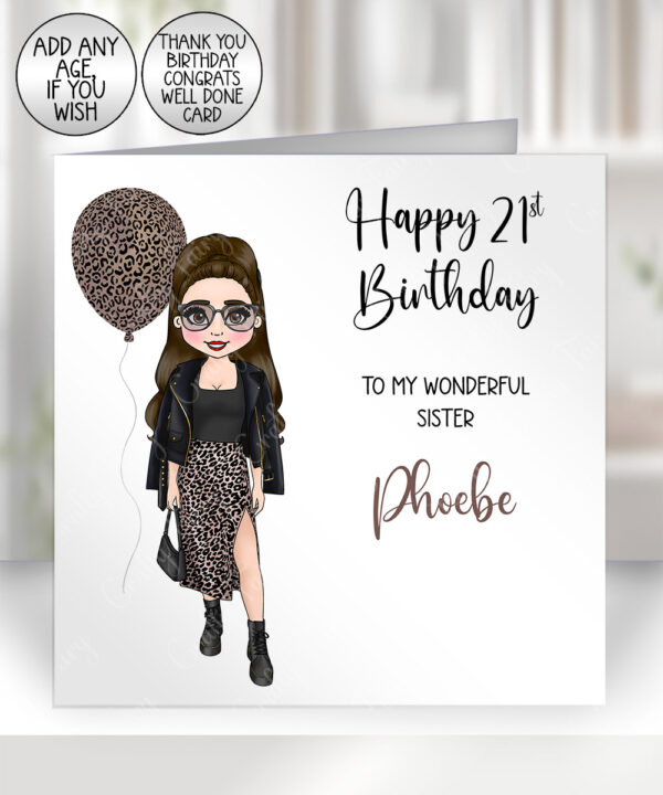 3914 personalised lady leopard print birthday card