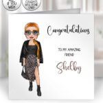 3914 personalised lady leopard print congratulations card