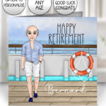 custom man on cruise ship personalised card birthday, retirement, father's day