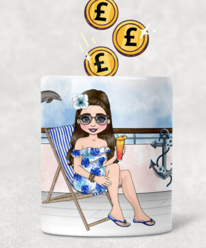 custom lady on cruise ship personalised cruise fund money box