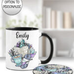 3931 crafter knitter crochet reader personalised mug coaster