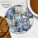 3932 crafter knitter crochet reader personalised coaster 1