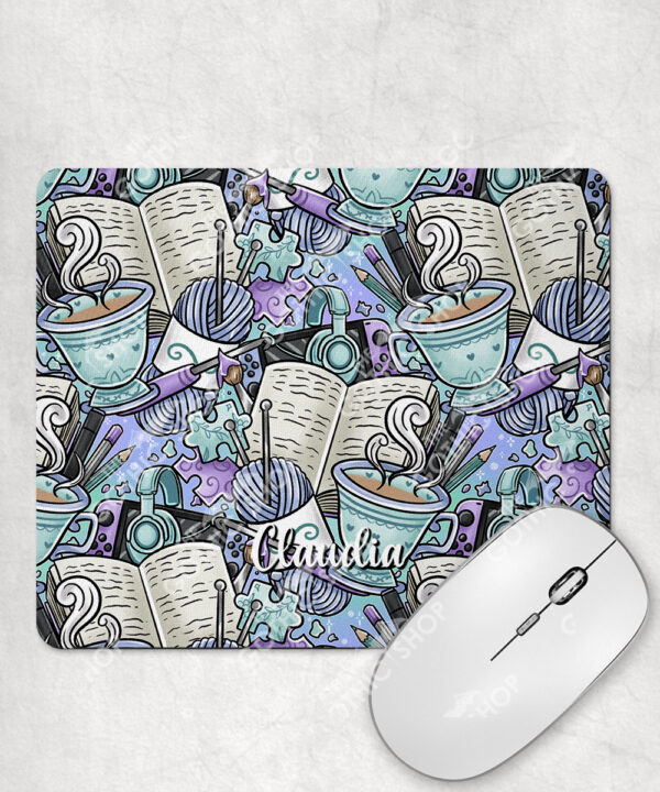 3945 crafter knitter crochet reader personalised mousemat