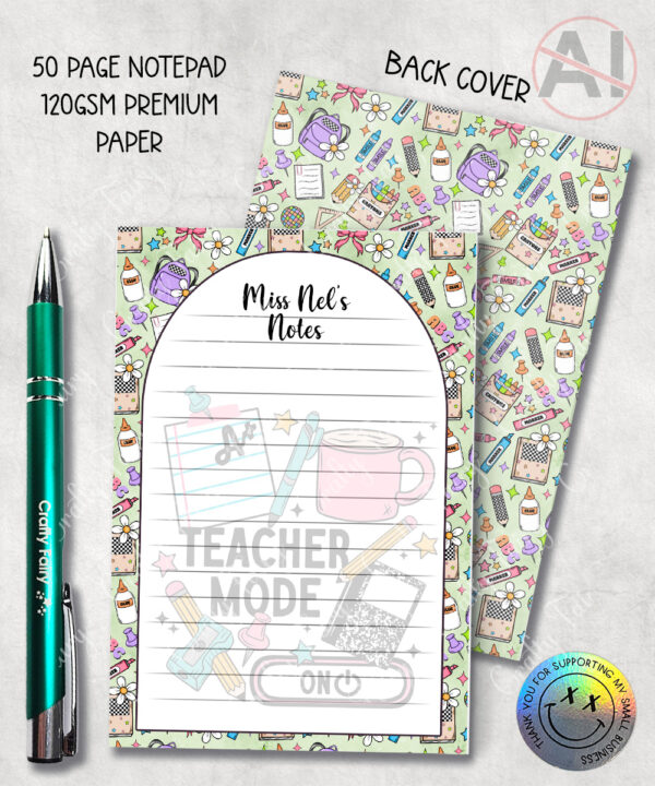 3976 personalised teacher mode a6 notepad