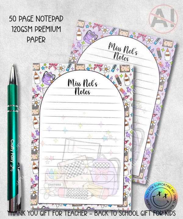 3987 personalised school teachers thankyou a6 notepad 1