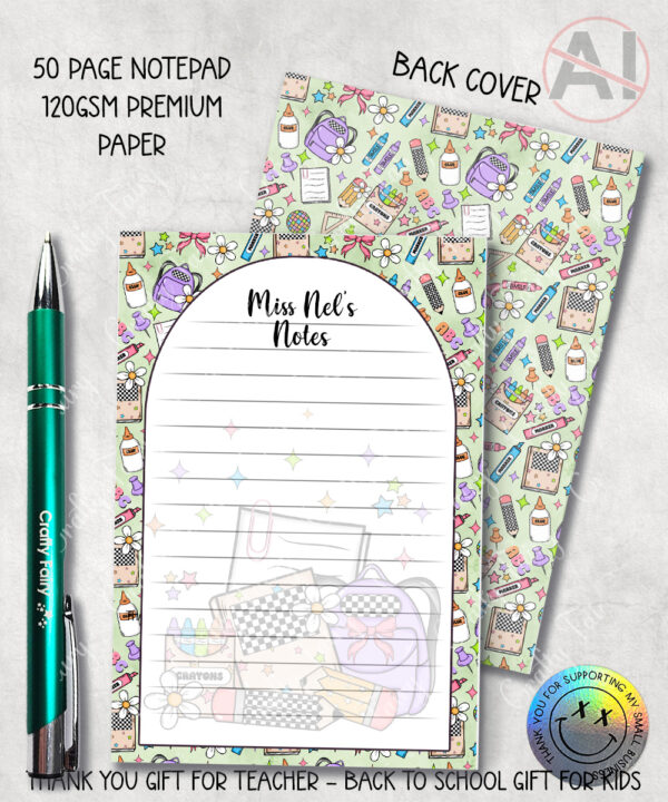 3987 personalised school teachers thankyou a6 notepad 2