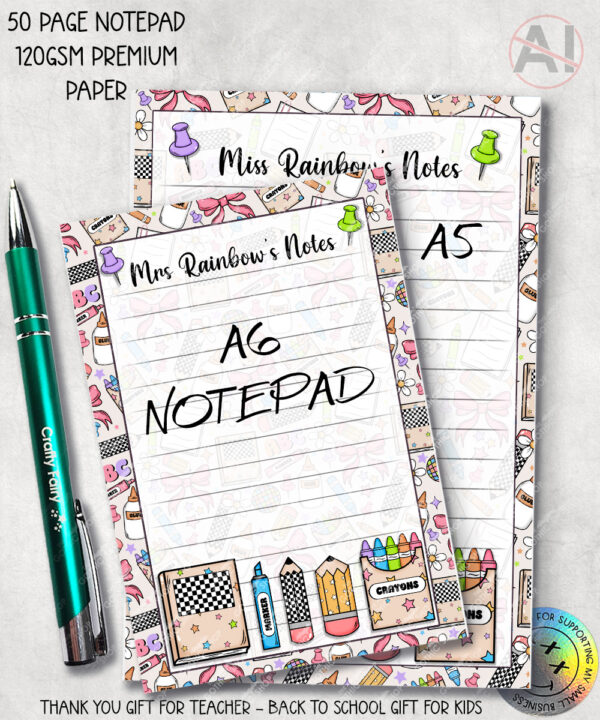 4006 personalised teacher appreciation gift notepad a6 a5