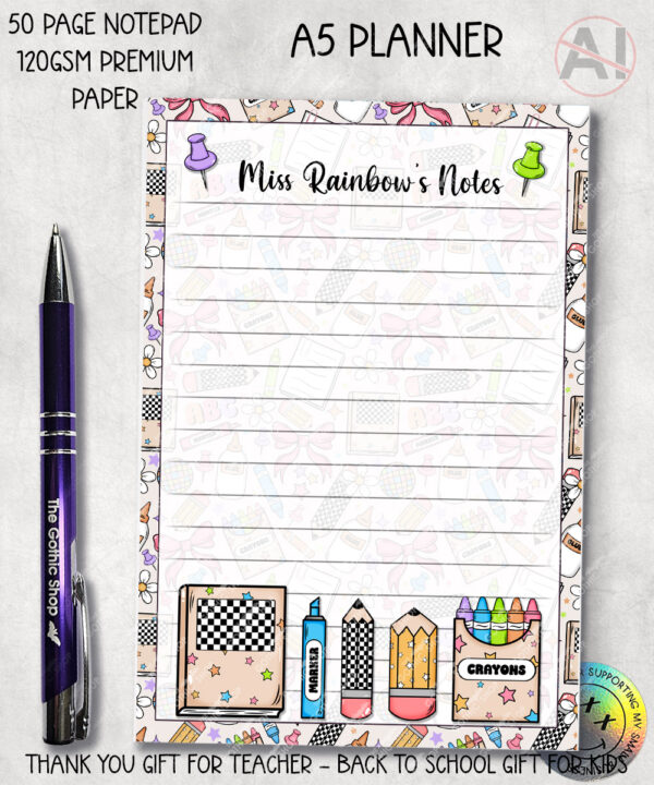 4006 personalised teacher appreciation gift notepad a5
