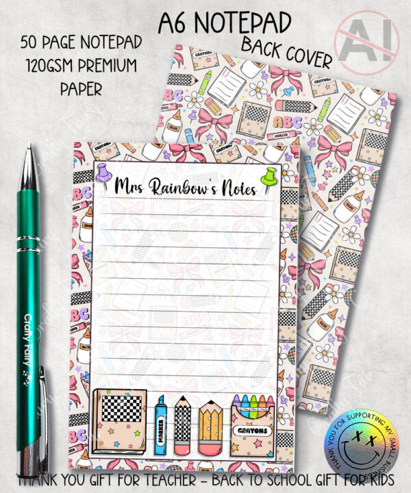 4006 personalised teacher appreciation gift notepad a6