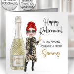 personalised prosecco time lady in leopard print greeting card – birthday or well done