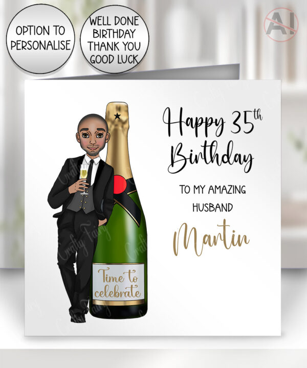 4023 personalised champagne man birthday card