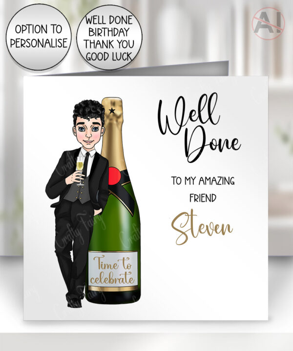 4023 personalised champagne man well done card 2