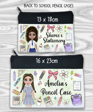 personalised school girl's pencil pen stationery case