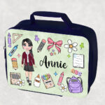 personalised school girl's insulated cooler lunch bag