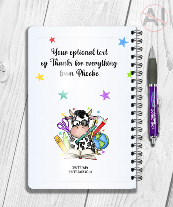 4034 personalised teacher thank you a5 notebook cow 2