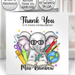 4037 personalised teaching assistant thank you card elephant 1