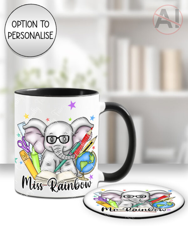 4038 personalised teacher thank you mug coaster elephant
