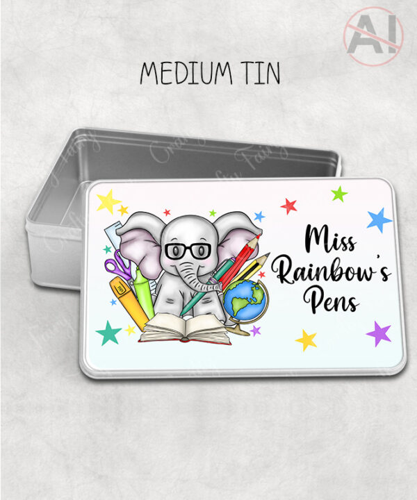 4043 personalised teacher thank you gift pencil tin elephant 2