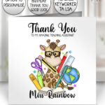 4044 personalised teaching assistant thank you card giraffe