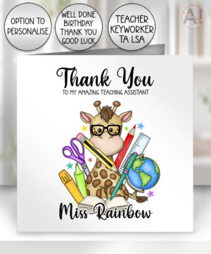 4044 personalised teaching assistant thank you card giraffe