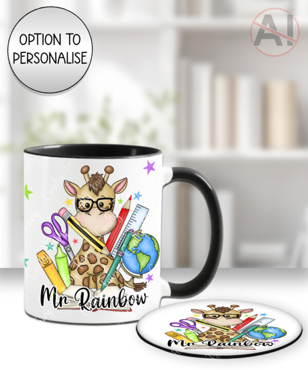 4045 personalised teacher thank you mug coaster giraffe 1