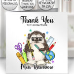 4051 personalised teacher thank you card hedgehog 1