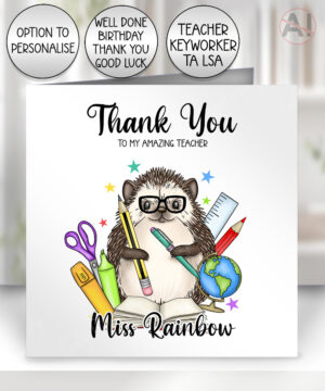 4051 personalised teacher thank you card hedgehog 1