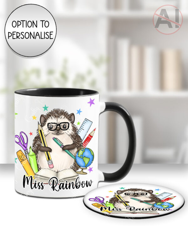 4052 personalised teacher thank you mug coaster hedgehog 1