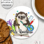 4053 personalised teacher thank you coaster hedgehog 1
