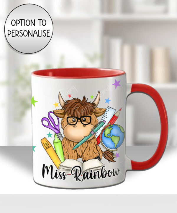 4059 personalised teacher thank you mug highland cow 1