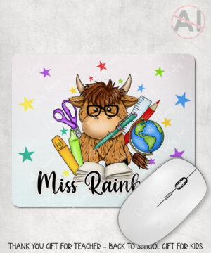4063 personalised teacher thank you gift mousemat highland cow 1
