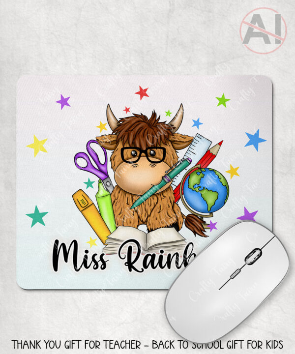 4063 personalised teacher thank you gift mousemat highland cow 1