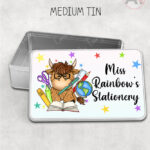 4064 personalised teacher thank you gift pencil tin highland cow 1