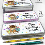 4064 personalised teacher thank you gift pencil tin highland cow 2
