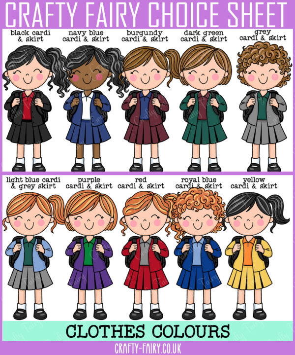 personalised first day of school / last day of preschool cartoon girl's card good luck or well done