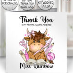 4065 personalised teacher pink thank you card highland cow 1