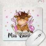 4070 personalised teacher pink thank you mousemat highland cow 2