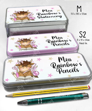 4071 personalised teacher pink thank you pencil tin highland cow 1