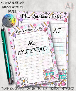 4082 personalised bright thank you teacher notepad 1