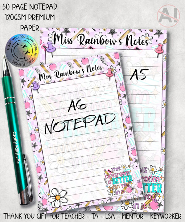 4082 personalised bright thank you teacher notepad 1
