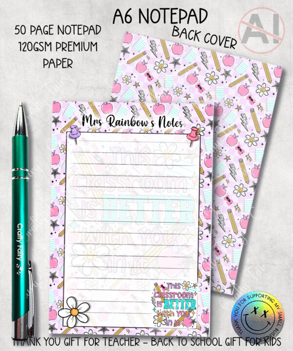 4082 personalised bright thank you teacher notepad 2