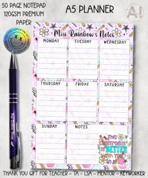 4083 personalised bright thank you teacher a5 planner notepad 2