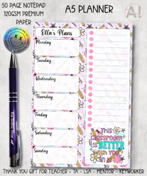 4084 personalised bright thank you teacher a5 planner notepad 1