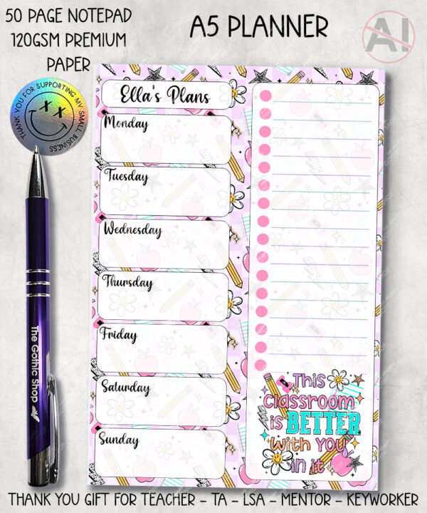 4084 personalised bright thank you teacher a5 planner notepad 1