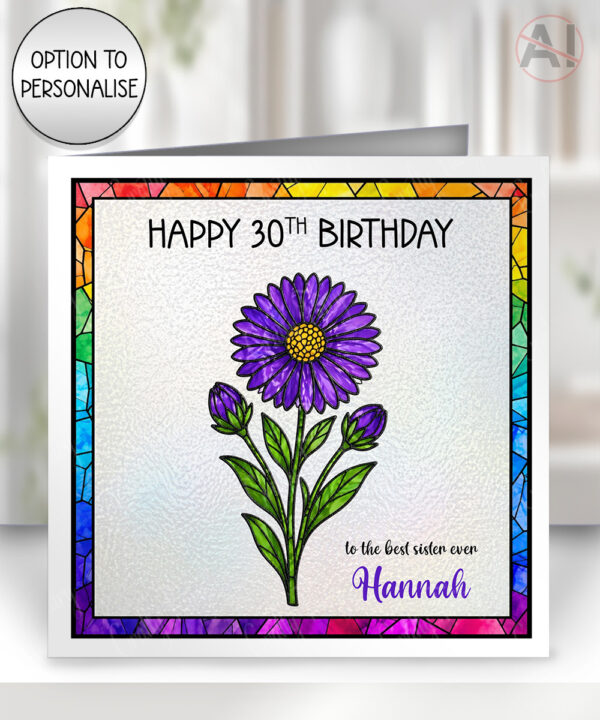 4101 stained glass aster birthday card 1