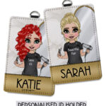personalised hairdresser id badge card holder