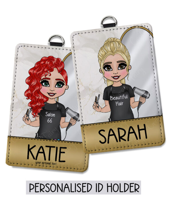 personalised hairdresser id badge card holder